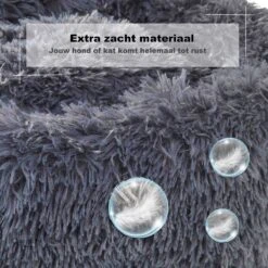 Hondenmand Donut – 60 Cm - Honden Mand – Pluche – Fluffy – Extra Zacht - Hondenkussen – Kattenkussen – Bed - Wasbaar Met Rits – Hondenmanden – Rond – Bank – Grijs - Qwality -Huisdier Benodigdheden 1200x1200 929