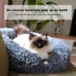 Hondenmand Donut – 60 Cm - Honden Mand – Pluche – Fluffy – Extra Zacht - Hondenkussen – Kattenkussen – Bed - Wasbaar Met Rits – Hondenmanden – Rond – Bank – Grijs - Qwality -Huisdier Benodigdheden 1200x1200 930