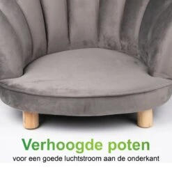Maxxpro Katten- En Hondenstoel - Grijs - Verhoogd Met Houten Poten - Fluweel Materiaal - 61.5 X 52 X 33 CM - Huisdieren Tot 80 KG -Huisdier Benodigdheden 1200x1200 949