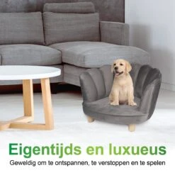 Maxxpro Katten- En Hondenstoel - Grijs - Verhoogd Met Houten Poten - Fluweel Materiaal - 61.5 X 52 X 33 CM - Huisdieren Tot 80 KG -Huisdier Benodigdheden 1200x1200 950
