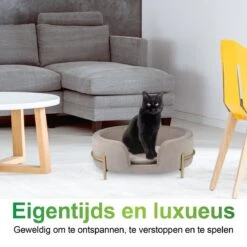 Maxxpro Pet Bed - Huisdieren Tot 80KG - Zacht Fluwelen Kussen - Verhoogd Katten- En Hondenbed - Grijs - 60,5 X 40,5 X 23,5 Cm -Huisdier Benodigdheden 1200x1200 962