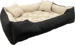 Ecco - Honden- En Kattenbed Met Kussen | Binnenmaat: 130x100 / Buitenmaat: 145x115cm - Beige / Zwart -Huisdier Benodigdheden 1200x717 2