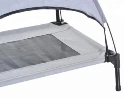 Dogs&Co Honden Ligbed Met Zonnedak Grijs 122x92x23 Cm Hoogte Incl Dak 108cm - Grote Hondenbed Stretcher Met UV Canopy - Hondenstretcher Met Zonnetent -Huisdier Benodigdheden 1200x945 2