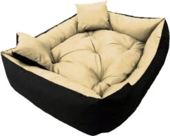 Ecco - Honden- En Kattenbed Met Kussen | Binnenmaat: 130x100 / Buitenmaat: 145x115cm - Beige / Zwart -Huisdier Benodigdheden 1200x961