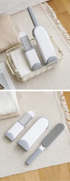 IGOODS - Pet Hair Remover - Hond & Kat Roller Brush - Dubbelzijdig Bont Ontharingsgereedschap Met Zelfreinigende Basis - Reismaatborstel - Voor Kleding - Bank - Tapijt - Autostoel GRIJS -Huisdier Benodigdheden 469x1200