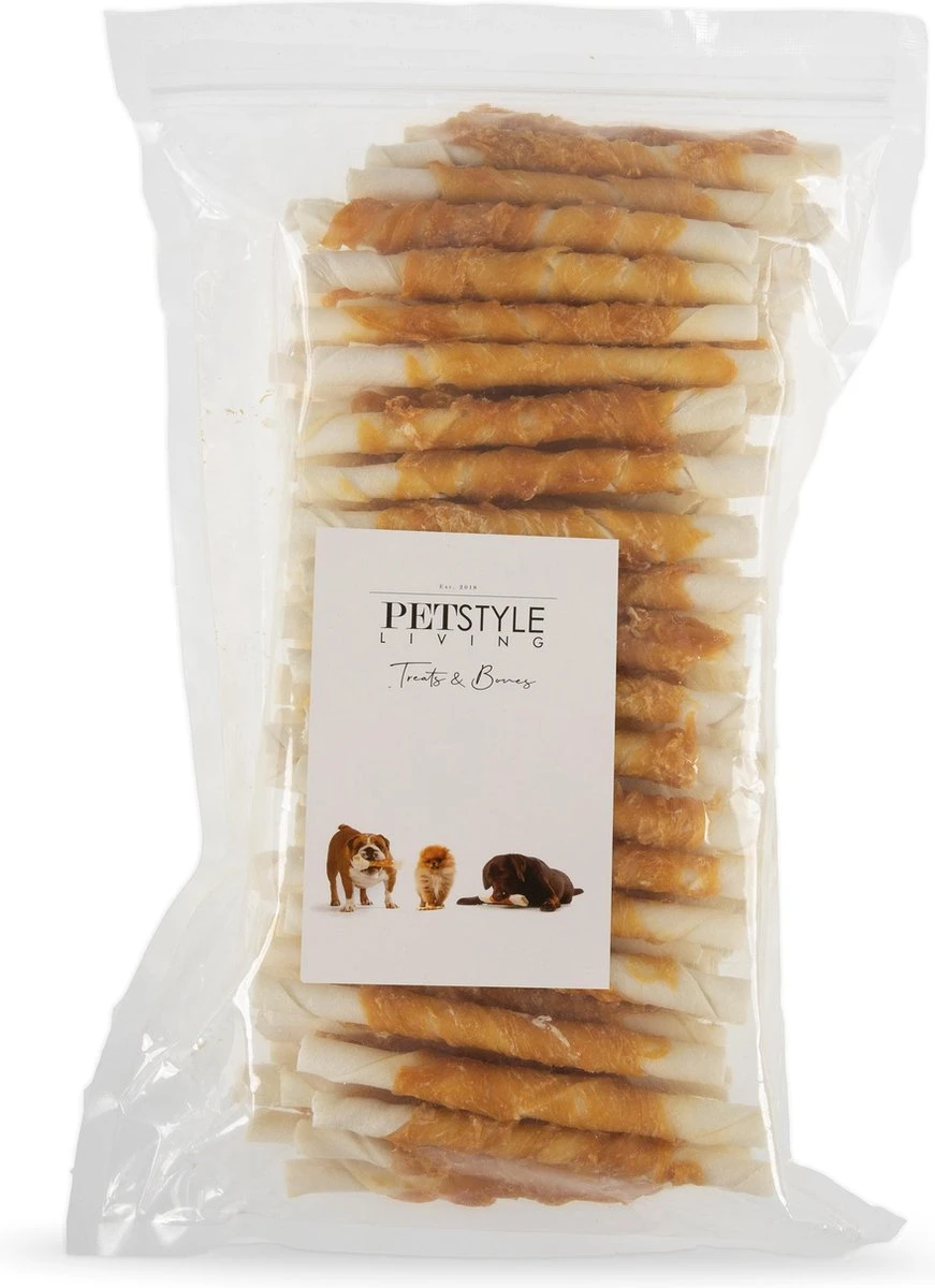 Petstyleliving Gedraaide Sticks Met Kip - Voordeelzak 100 Stuks 12,5cm - Hersluitbaar - Hondensnacks - Kauwstaaf 3 Petstyleliving Gedraaide Sticks Met Kip - Voordeelzak 100 Stuks 12,5cm - Hersluitbaar - Hondensnacks - Kauwstaaf