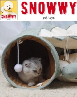 SNOWWY - Kattentunnel Met Kattenmand In één - Origineel En Uniek Design - Kattenhuis - Kattenhuis - Kat Kussen - Kattenbed - Matcha Groen -Huisdier Benodigdheden 947x1200 1