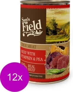 Sam's Field Blik True Meat - Rund&Pompoen&Erwt - Hondenvoer - 12 X 400 G