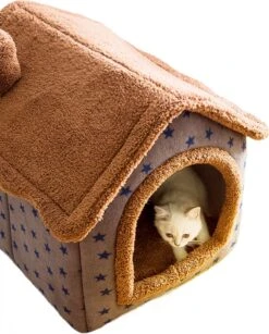 Château Animaux® Hondenhuis - Kattenhuis - 50 X 40x 46 Cm - Dierenhuis - Kattenhok - Hondentent - Hondenhuisjes Voor Binnen - Bruin -Huisdier Benodigdheden 965x1200 1