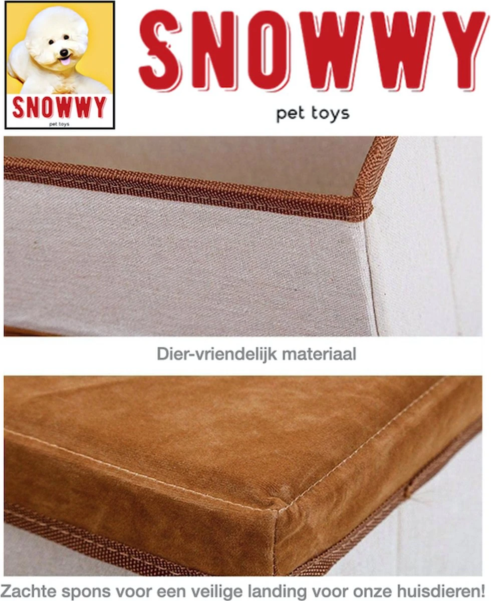 SNOWWY - Hondentrap Met Opslagruimte - Honden Loopplank Met Handige Opslagvakje - Hondenloopplanken - Inklapbaar - Huisdier Opstap - Hondentrapje - Bruin 4 SNOWWY - Hondentrap Met Opslagruimte - Honden Loopplank Met Handige Opslagvakje - Hondenloopplanken - Inklapbaar - Huisdier Opstap - Hondentrapje - Bruin - Afbeelding 2